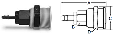 Parker Spectrum Series-Panel Mount Hose Barb Coupler