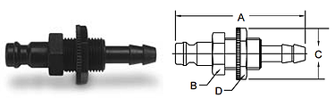 Parker Spectrum Series-Bulkhead Hose Barb Unvalved Nipple