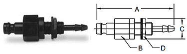 Parker Spectrum Series-Bulkhead Hose Barb Valved Nipple