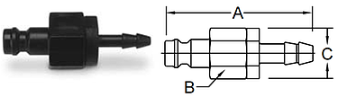 Parker Spectrum Series-Hose Barb Valved Nipple