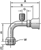 26-Series Female Tube-O - Swivel - 90° Elbow - Long Pilot
