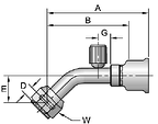 26-Series Female Tube-O - Swivel - 45° Elbow - Long Pilot