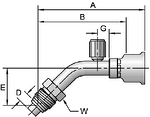 26-Series Male Tube-O - Swivel - 45° Elbow - Long Pilot