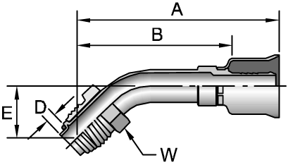 26-Series Male Tube-O - Swivel - 45° Elbow - Short Pilot 26-Series Male Tube-O - Swivel - 45° Elbow - Short Pilot