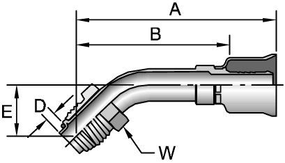 26-Series Male Tube-O - Swivel - 45° Elbow - Short Pilot