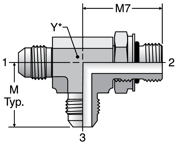 Parker R87OMX - JIC ISO 6149 Run Tee