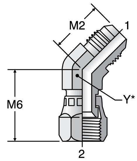 Parker V6X - JIC 45° Swivel Nut Elbow