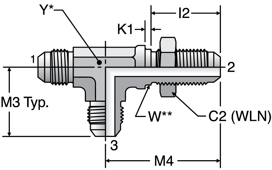 Parker WJJTX - JIC Bulkhead Branch Tees