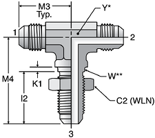 Parker WJTX - JIC Bulkhead Branch Tee