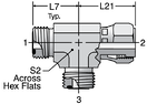 Parker R6MLO - ORFS Metric Swivel Nut Run Tee