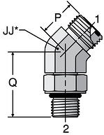 Parker V5OLO - ORFS 45° Straight Thread Elbow