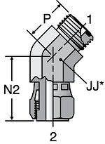 Parker V6LO - ORFS 45° Swivel Nut Elbow