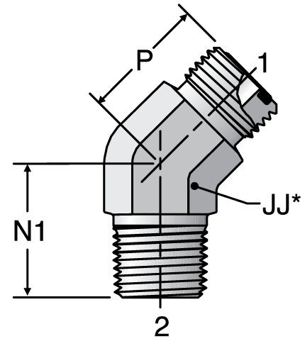 Parker VLO - ORFS 45° Male Elbow