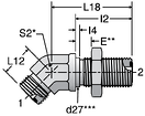 Parker WNMLO -ORFS 45° Metric Bulkhead Union Elbow