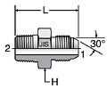 Parker F3T4: BSPT to 30-Deg Flare Male Connector