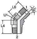 Parker V3P4: JIS 60° Cone / Male BSPT 45° Elbow