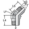 Parker V3T4: JIS 30-Deg Flare to BSPT 45-Deg Male Elbow