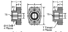 Parker G5Q (Stainless Steel) SAE Port Block Flange Adapter