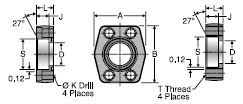 Parker W5Q Flat Weld Socket Block Flange Connector, Pipe