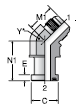 Parker XVQ2 Code 62 Flange 45° Elbow