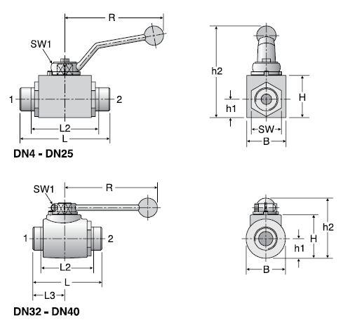 Parker KH Stainless Steel Two-Way Ball Valves