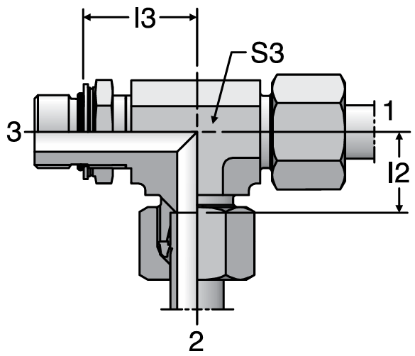 Parker LEE-OR - EO-2 Adjustable Locknut Run Tees