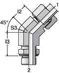 Parker VEE-M - EO-2 Adjustable Locknut 45° Elbow