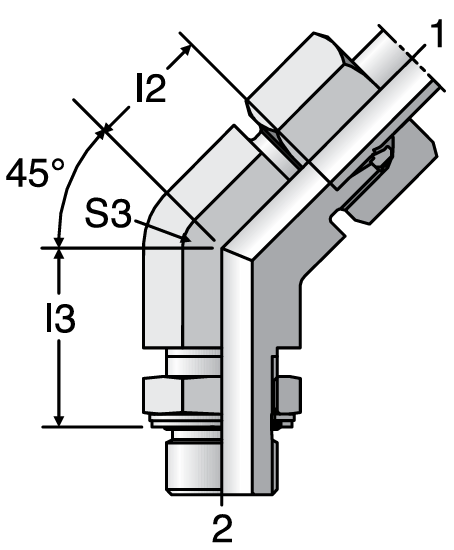 Parker VEE-R - EO-2 Adjustable Locknut 45° Elbow