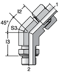 Parker VEE-R - EO Adjustable Locknut 45° Elbow