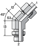 Parker VEE-R - EO-2 Adjustable Locknut 45° Elbow