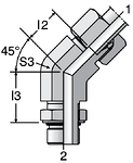 Parker VEE-UNF - EO-2 Adjustable Locknut 45° Elbow