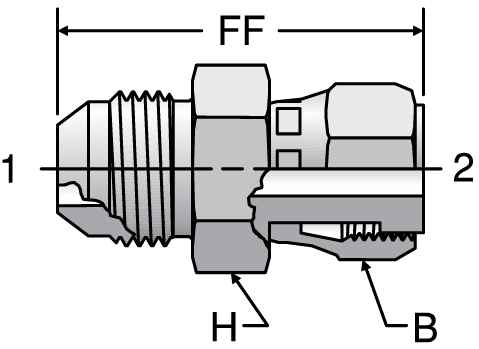 Parker 37° ORFS Swivel to 37° Flare Male Swivel Adapters