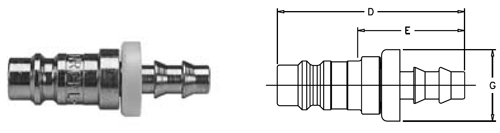 Parker RF Series Push-Lok Hose Barb Nipples