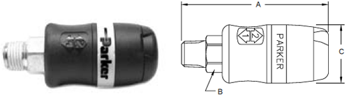Parker Tool Mate Series Exhaust Industrial Interchange Male Pipe Thread Coupler