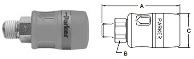 Parker Tool Mate Series RF Interchange Male Pipe Thread Coupler