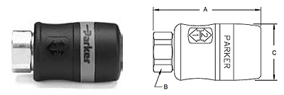 Parker Tool Mate Series Exhaust RF Interchange Female Pipe Thread Coupler