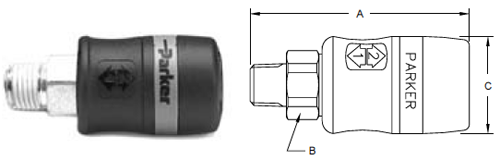Parker Tool Mate Series Exhaust RF Interchange Male Pipe Thread Coupler