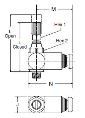 Parker FC701 Flow Control Dimensional Diagram