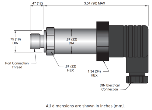 SCP EX Pressure Sensor Dimensions