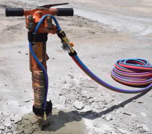 Picture of the kit installed on the jackhammer