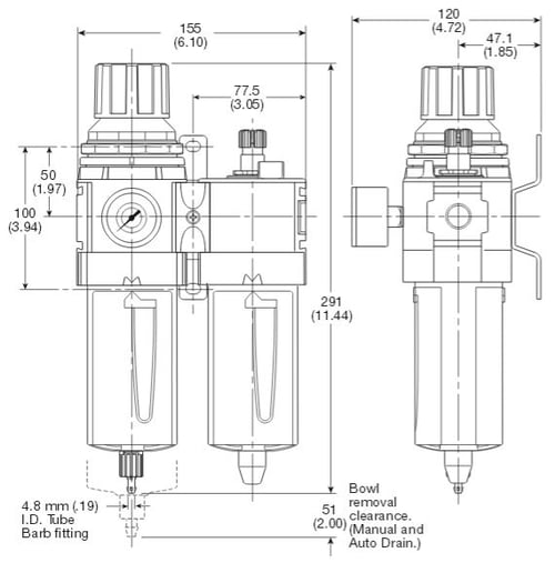 standard-filterregulator-lubricator-dimensions