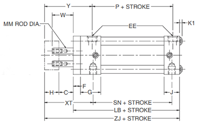 2MNR F Mounting Style Body Dimensions