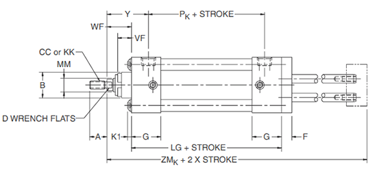 2MNR K Mounting Style Body Dimensions