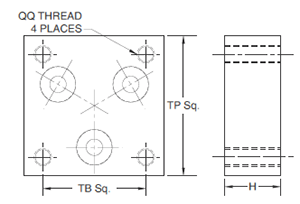 2MNR T Style Standard Tooling Plate Dimensions
