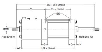 4MAJ Large Bore K-Type Cylinder Body Dimensions