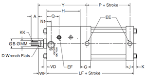 4MAJ Large Bore T Mounting Style Body Dimensions