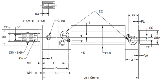 P1D Rod Lock Version R or L Body Dimensions