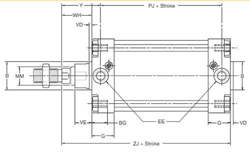 P1D Tie Rod Version 160-200mm Body Dimensions