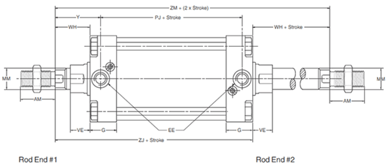 P1D Tie Rod Version 160-200mm Body Dimensions 2
