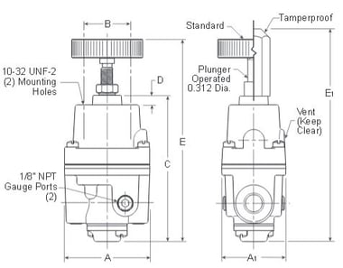 p34a302-compact-high-precision-regulator-dimensions
